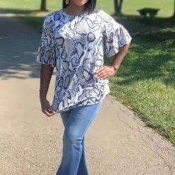 Boutique Simplified New Arrivals Serpentine Goddess Bell Sleeve Top