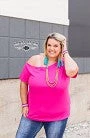 Iris & Rainbow Boutique #459 Tilt It Girl Cold Shoulder Top (Pink)