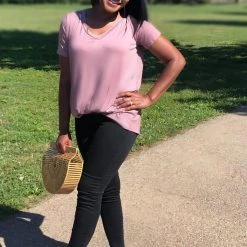 Boutique Simplified Tunic With A Twist In Eggplant New Arrivals